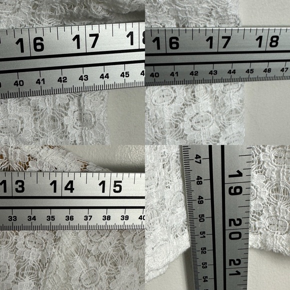 Sezane Leonora Blouse Ecru White Size 34 French US 2 V-Neck Ruffle Sheer Lace - Picture 12 of 14